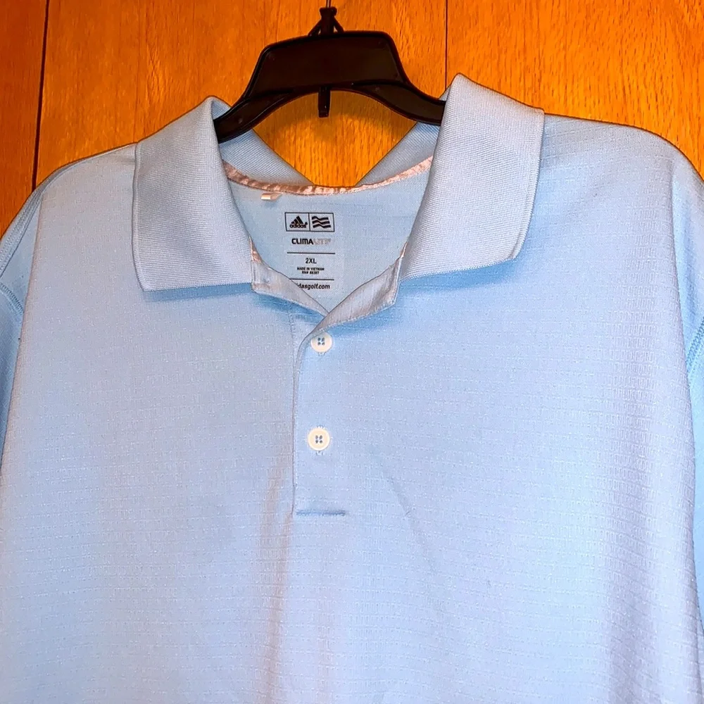 Adidas Climalite XXL 2XL textured performance golf polo shirt sky blue EUC